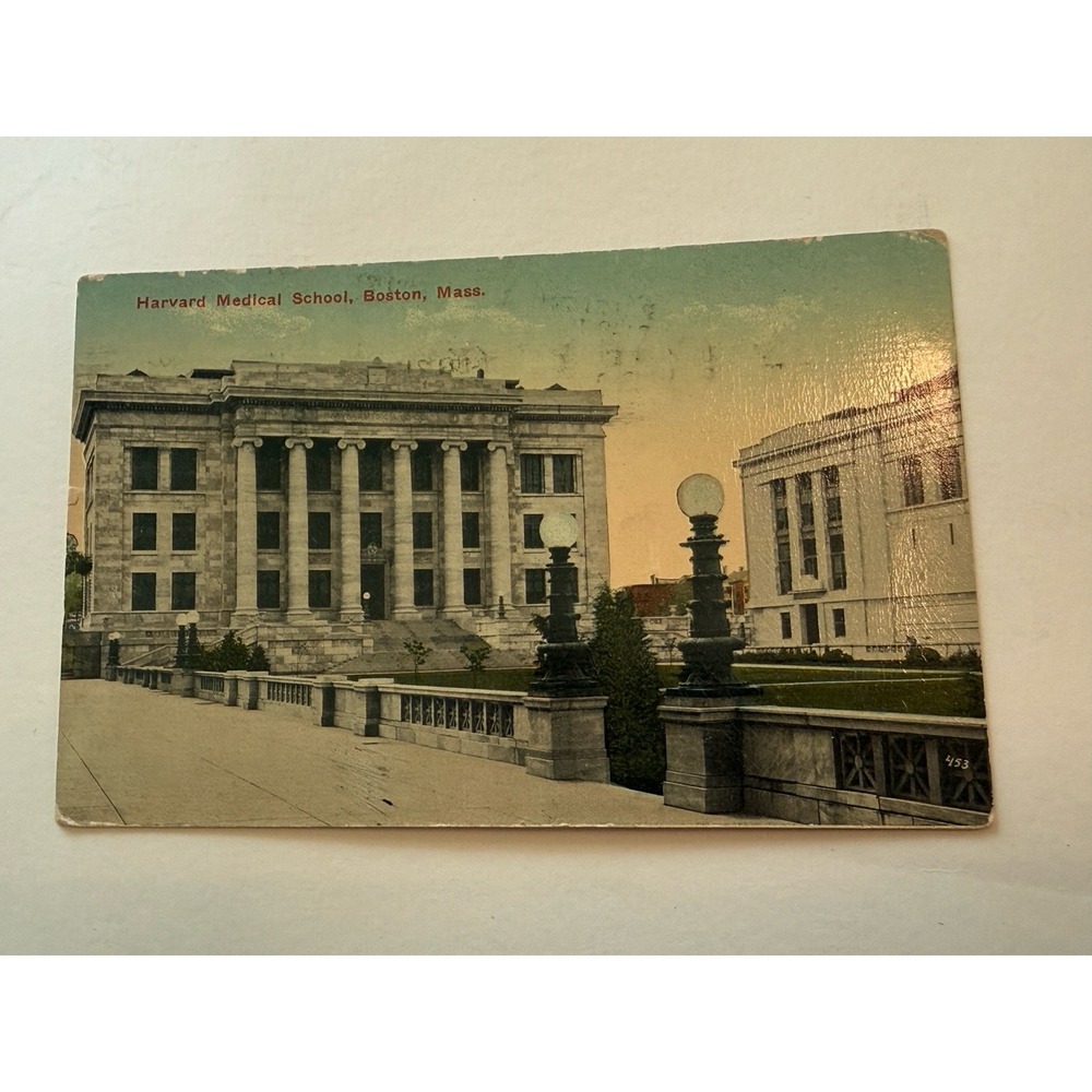 1913 Harvard Medical School Boston MA VTG Photo Postcard W One Cent Stamp On‎ It